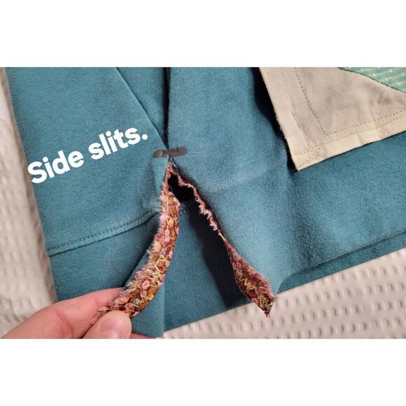 Upcycled repurposed quilted hoodie teal - Picture 3 of 7